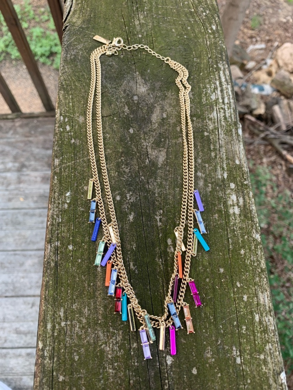 NWOT INC International Concepts Gold Multi-Color Baguette & Bar Pendant Necklace